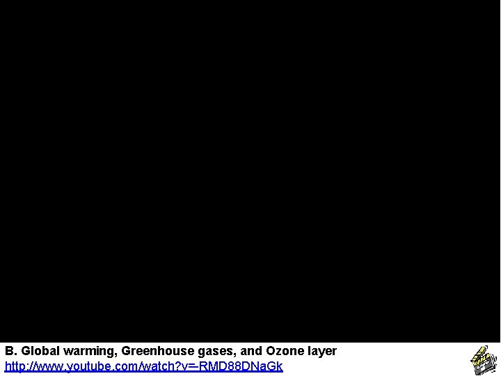 B. Global warming, Greenhouse gases, and Ozone layer http: //www. youtube. com/watch? v=-RMD 88