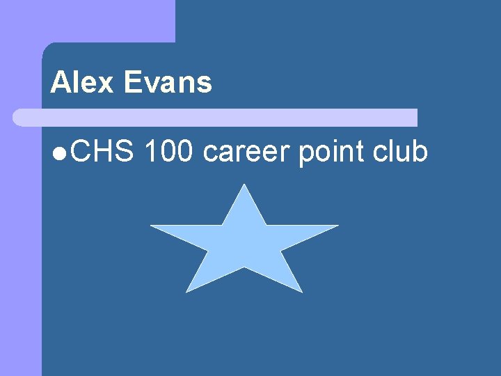 Alex Evans l CHS 100 career point club 