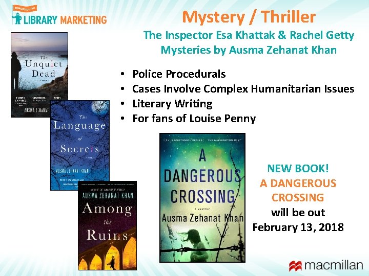 Mystery / Thriller The Inspector Esa Khattak & Rachel Getty Mysteries by Ausma Zehanat