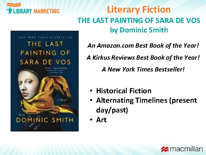 Literary Fiction THE LAST PAINTING OF SARA DE VOS by Dominic Smith An Amazon.