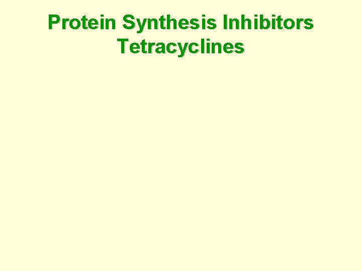 Protein Synthesis Inhibitors Tetracyclines 