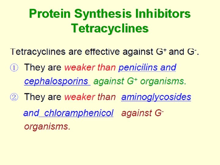 Protein Synthesis Inhibitors Tetracyclines 