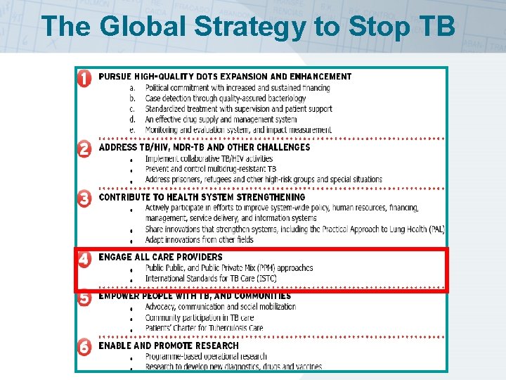 The Global Strategy to Stop TB 