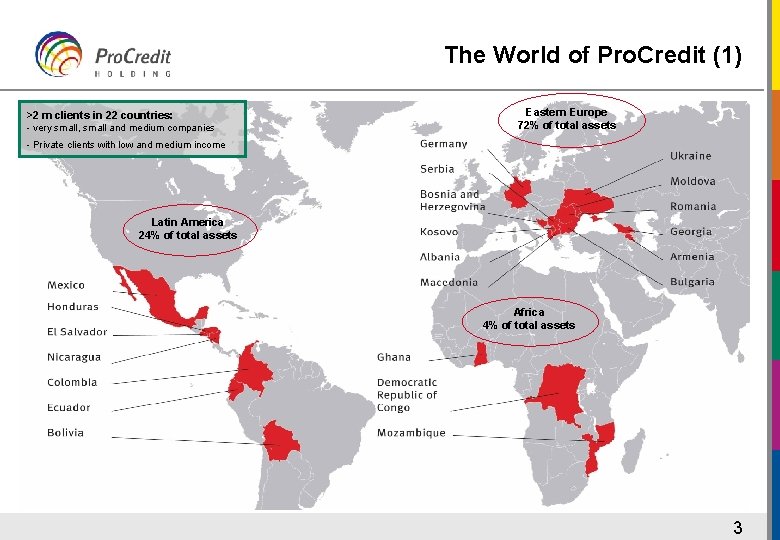 The World of Pro. Credit (1) >2 m clients in 22 countries: - very