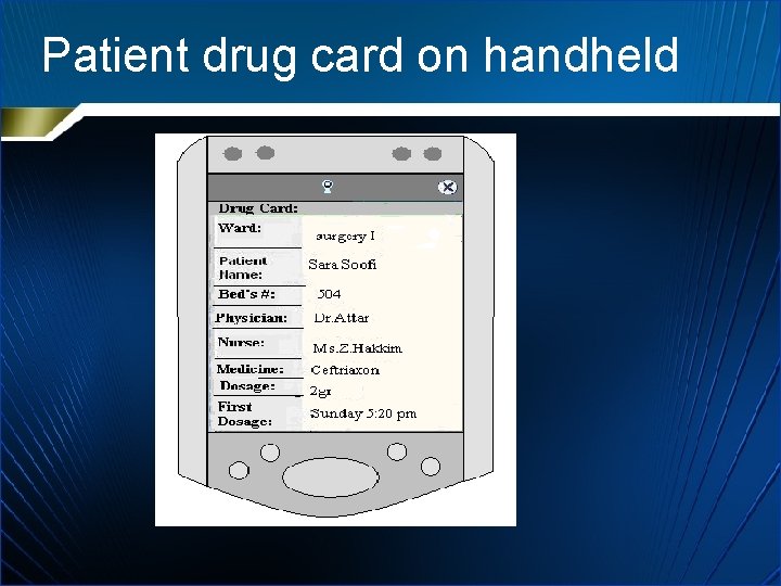 Patient drug card on handheld 