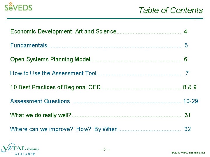 Table of Contents Economic Development: Art and Science. . . . . 4 Fundamentals.