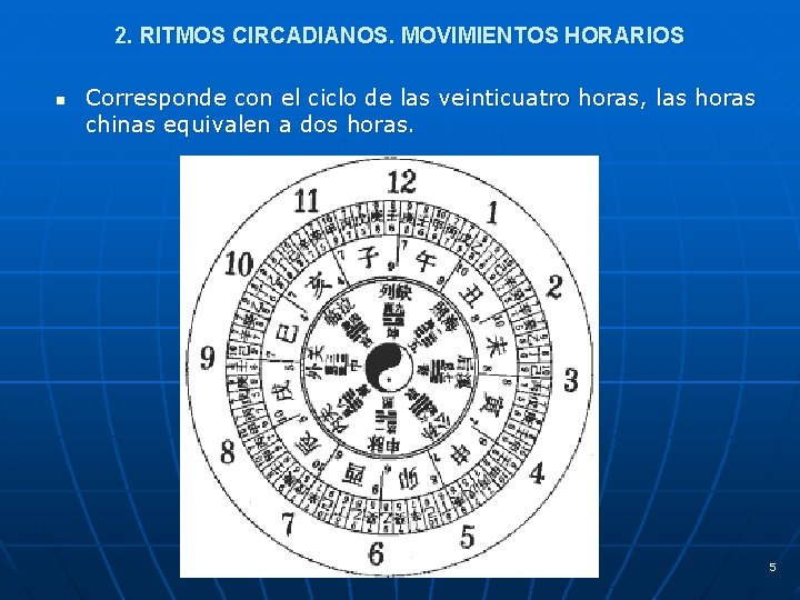 2. RITMOS CIRCADIANOS. MOVIMIENTOS HORARIOS n Corresponde con el ciclo de las veinticuatro horas,