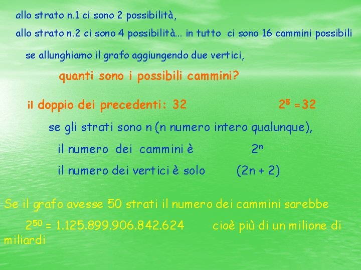 allo strato n. 1 ci sono 2 possibilità, allo strato n. 2 ci sono