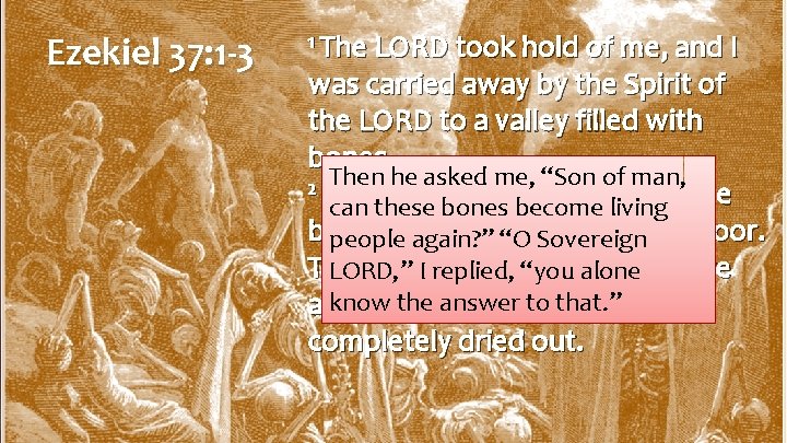 Ezekiel 37: 1 -3 1 The LORD took hold of me, and I was