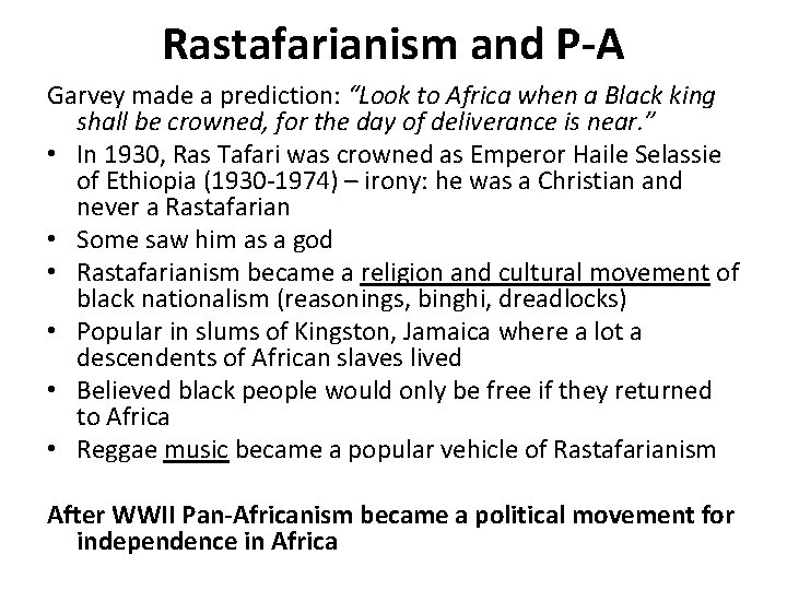 Rastafarianism and P-A Garvey made a prediction: “Look to Africa when a Black king