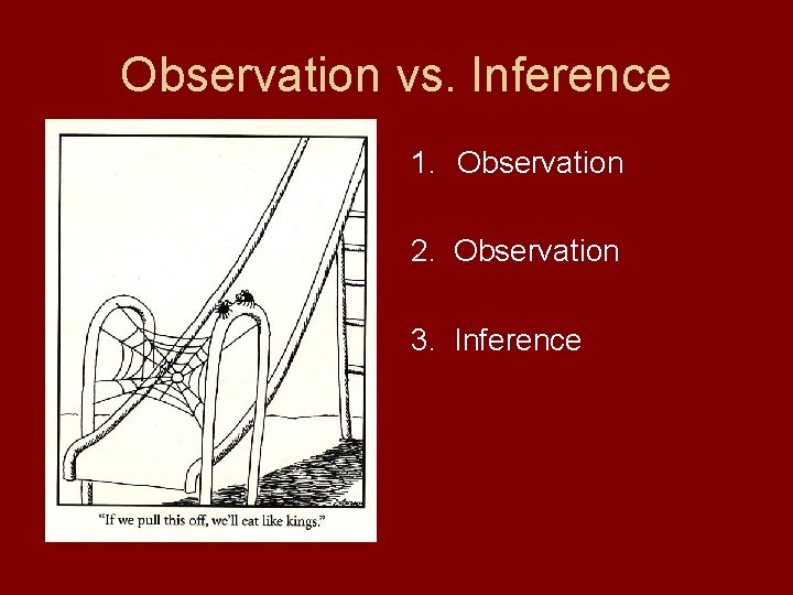 Observation vs. Inference 1. Observation 2. Observation 3. Inference 