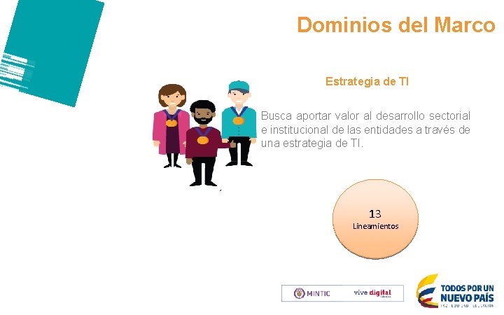 Dominios del Marco Estrategia de TI Busca aportar valor al desarrollo sectorial e institucional