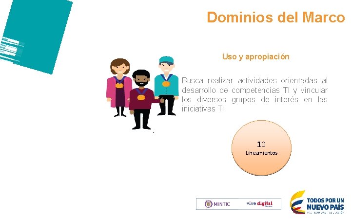 Dominios del Marco Uso y apropiación Busca realizar actividades orientadas al desarrollo de competencias