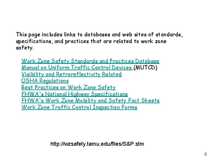 This page includes links to databases and web sites of standards, specifications, and practices