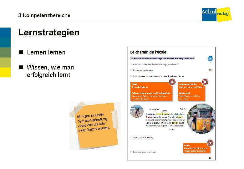 3 Kompetenzbereiche Lernstrategien Lernen lernen Wissen, wie man erfolgreich lernt 