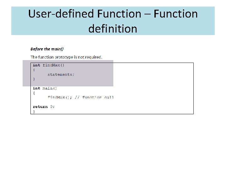User-defined Function – Function definition 