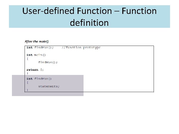 User-defined Function – Function definition 