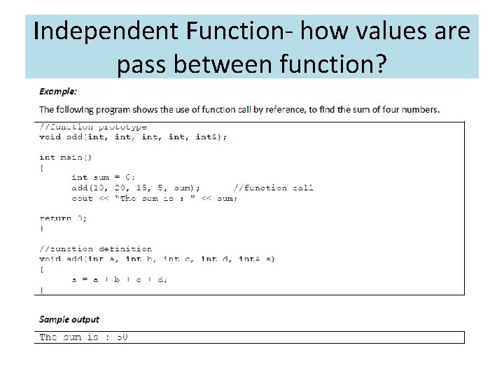 Independent Function- how values are pass between function? 