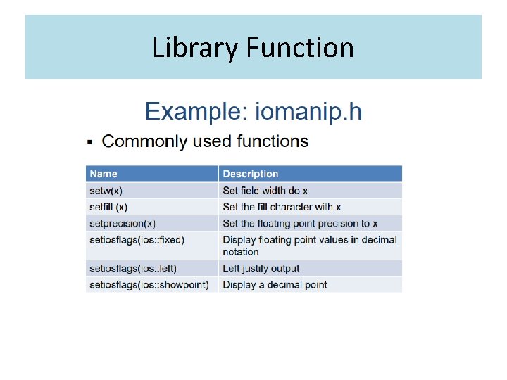 Library Function 