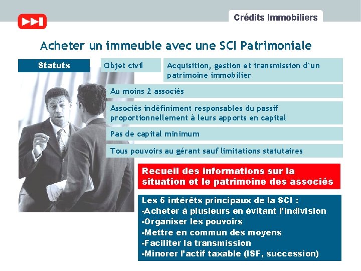 Crédits Immobiliers Acheter un immeuble avec une SCI Patrimoniale Statuts Objet civil Acquisition, gestion