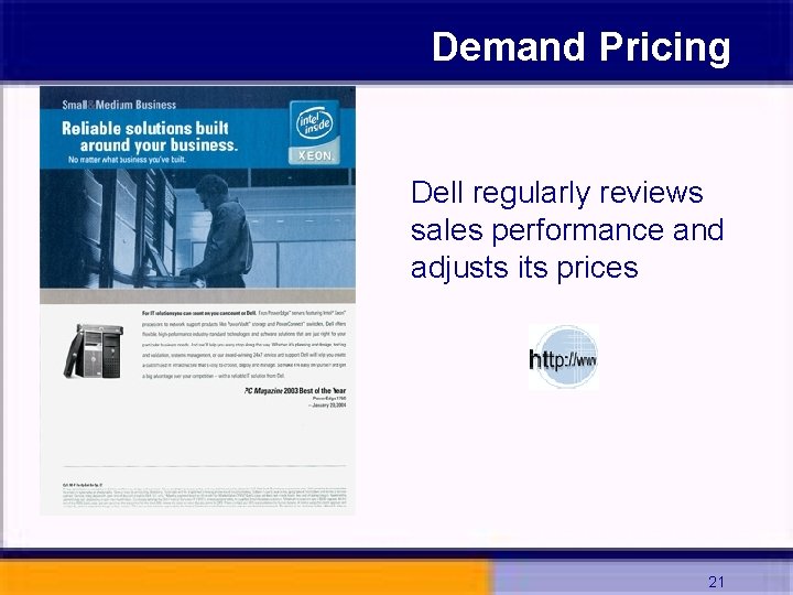 Demand Pricing Dell regularly reviews sales performance and adjusts its prices 21 