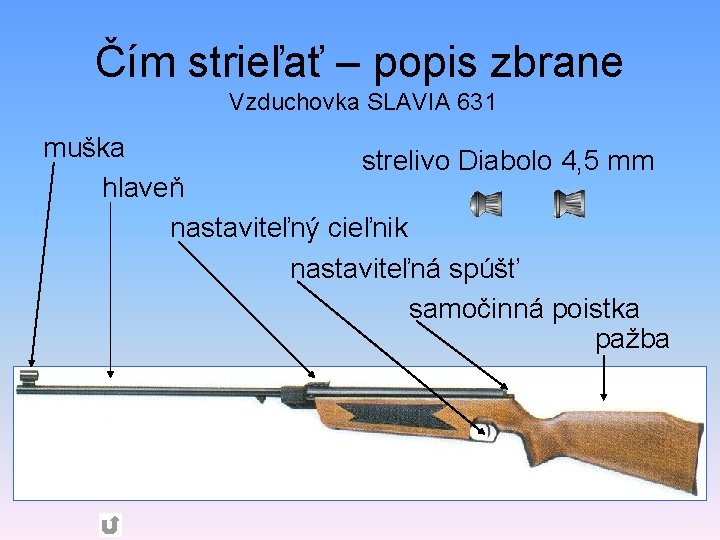 Čím strieľať – popis zbrane Vzduchovka SLAVIA 631 muška strelivo Diabolo 4, 5 mm