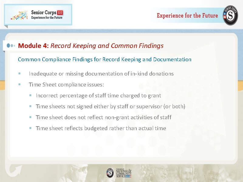 Module 4: Record Keeping and Common Findings Common Compliance Findings for Record Keeping and