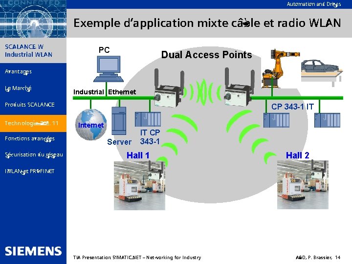 Automation and Drives Exemple d‘application mixte câble et radio WLAN SIMATIC NET SCALANCE W