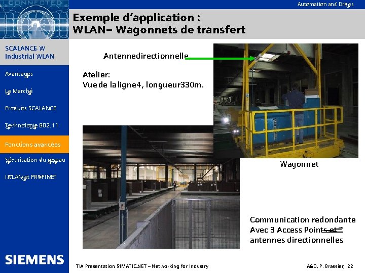Automation and Drives Exemple d‘application : WLAN– Wagonnets de transfert SIMATIC NET SCALANCE W