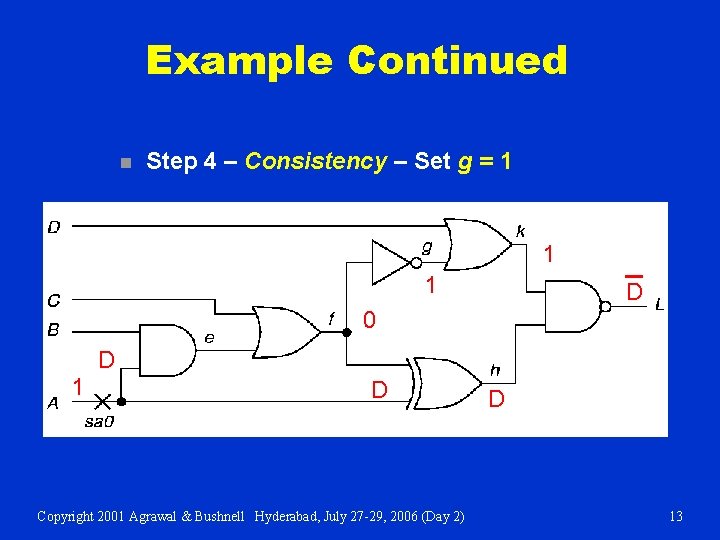 Example Continued n Step 4 – Consistency – Set g = 1 1 1