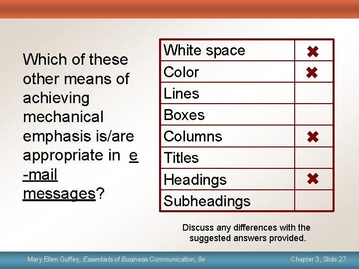 Which of these other means of achieving mechanical emphasis is/are appropriate in e -mail