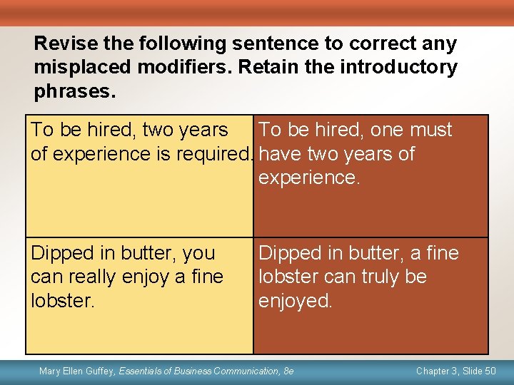 Revise the following sentence to correct any misplaced modifiers. Retain the introductory phrases. To