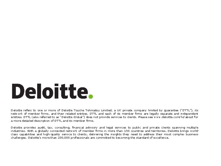 Deloitte refers to one or more of Deloitte Touche Tohmatsu Limited, a UK private
