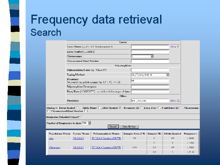 Frequency data retrieval Search 