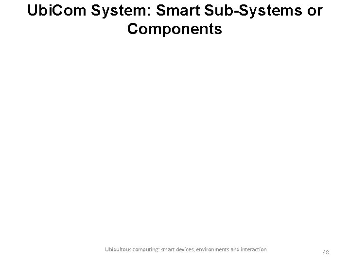 Ubi. Com System: Smart Sub-Systems or Components Ubiquitous computing: smart devices, environments and interaction