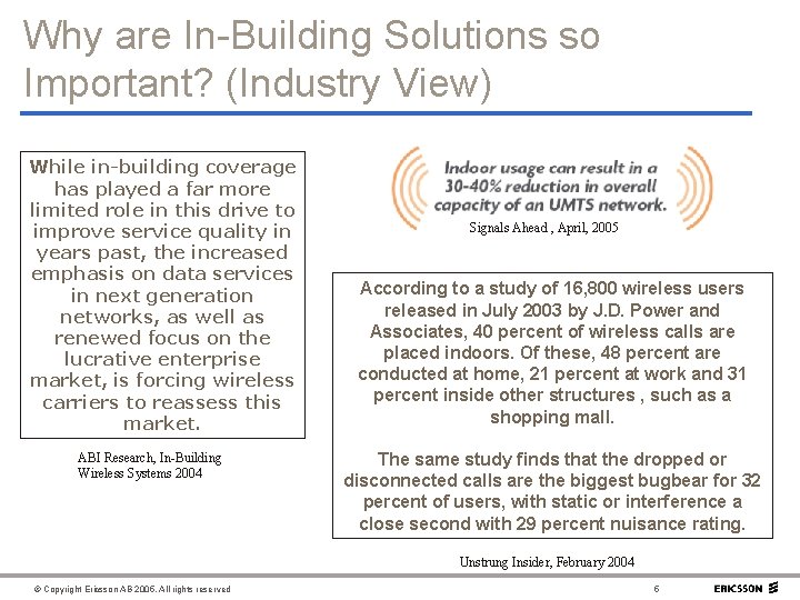 Why are In-Building Solutions so Important? (Industry View) While in-building coverage has played a