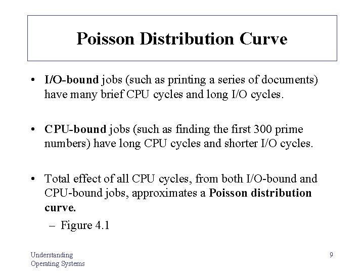 Poisson Distribution Curve • I/O-bound jobs (such as printing a series of documents) have