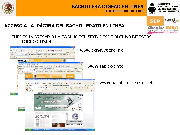 BACHILLERATO SEAD EN LÍNEA (COLEGIO DE BACHILLERES) ACCESO A LA PÁGINA DEL BACHILLERATO EN