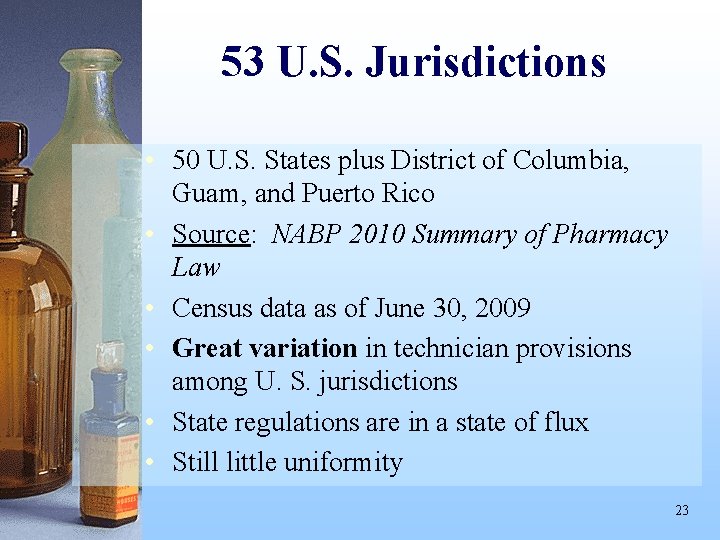 53 U. S. Jurisdictions • 50 U. S. States plus District of Columbia, Guam,