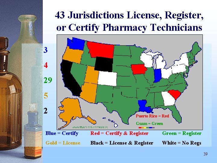 43 Jurisdictions License, Register, or Certify Pharmacy Technicians 3 4 29 5 2 Puerto