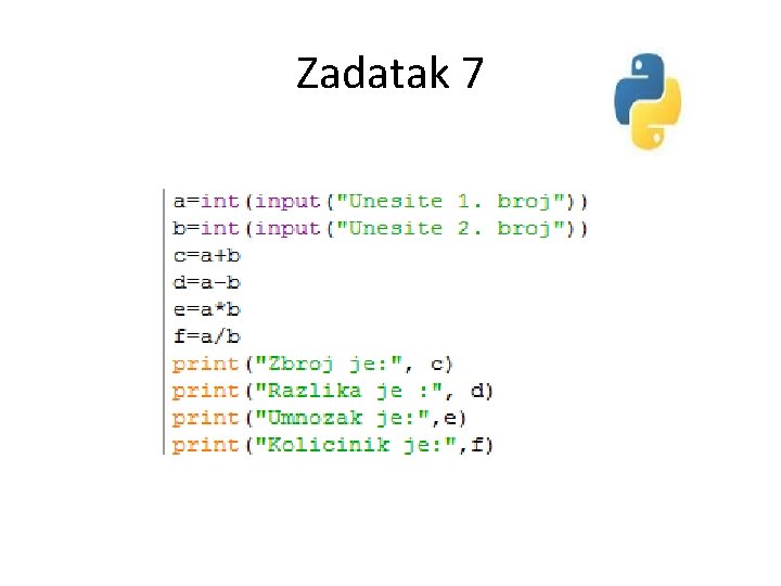 Zadatak 7 Zadatak 7