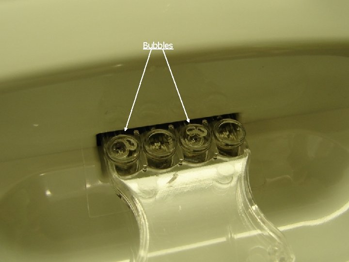 Photo • Bubbles Photo of bubble in sample reservoir. Use HSA or DA? ?