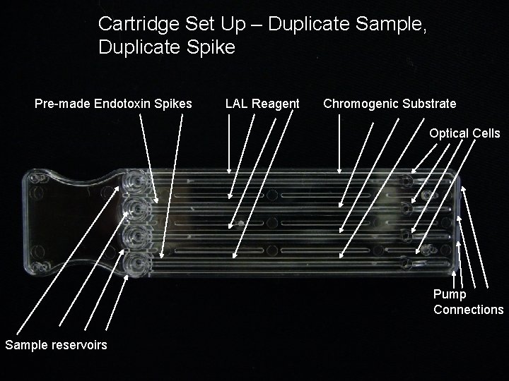 Cartridge Set Up – Duplicate Sample, Duplicate Spike Pre-made Endotoxin Spikes LAL Reagent Chromogenic