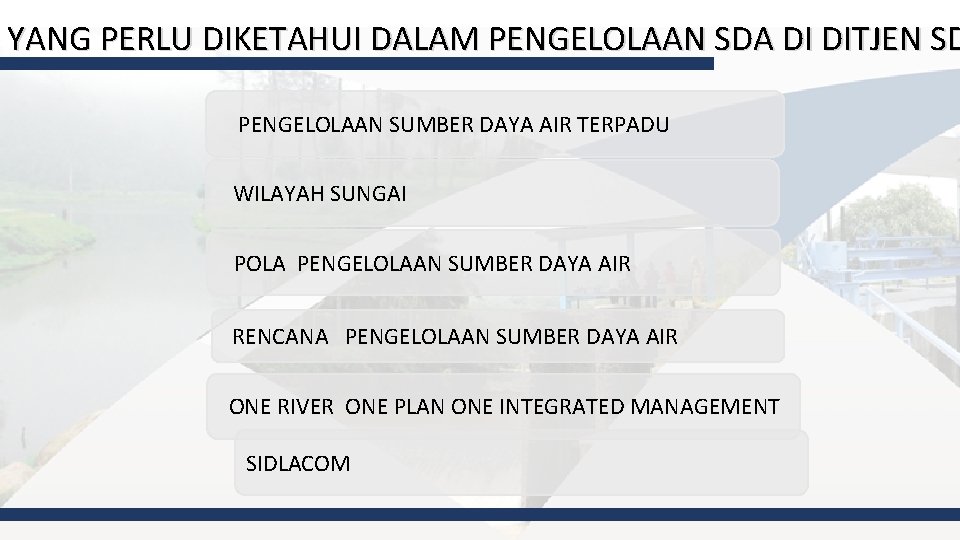 YANG PERLU DIKETAHUI DALAM PENGELOLAAN SDA DI DITJEN SD PENGELOLAAN SUMBER DAYA AIR TERPADU