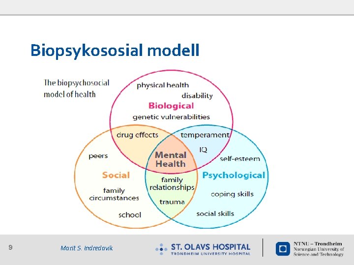 Biopsykososial modell 9 Marit S. Indredavik 