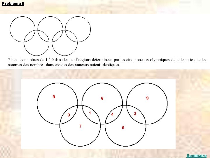 Problème 9 8 9 6 1 3 7 2 4 5 Sommaire 