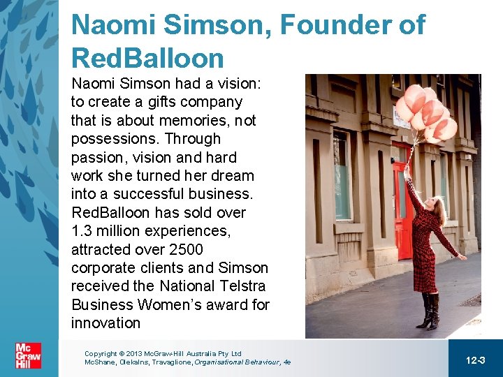 Naomi Simson, Founder of Red. Balloon Naomi Simson had a vision: to create a