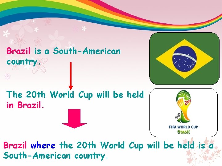 Brazil is a South-American country. The 20 th World Cup will be held in