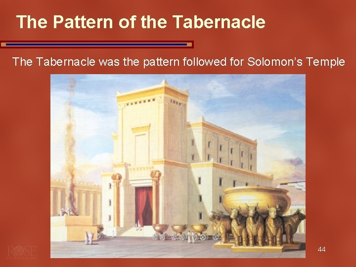 The Pattern of the Tabernacle The Tabernacle was the pattern followed for Solomon’s Temple