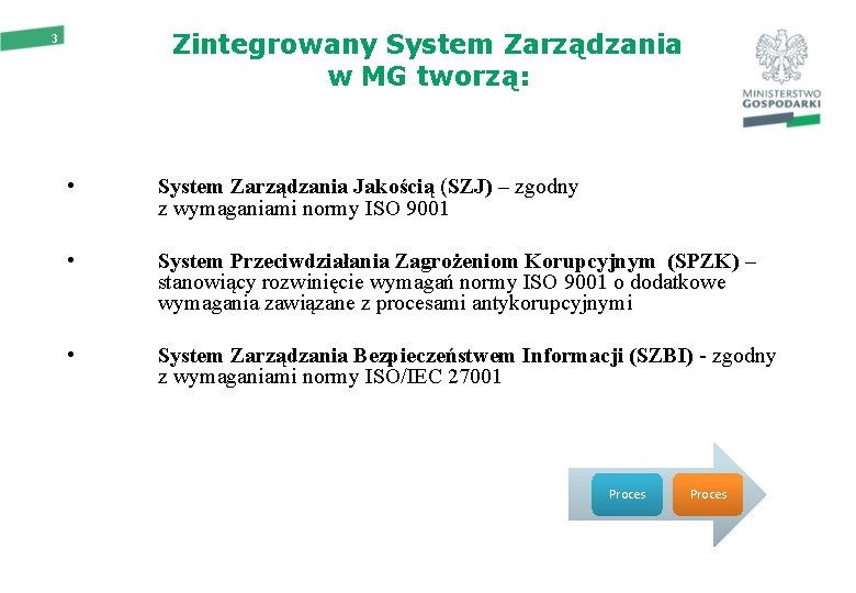 Zintegrowany System Zarządzania w MG tworzą: 3 • System Zarządzania Jakością (SZJ) – zgodny